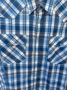 BS70285_CBYD Bisley Mens L/S Western Shirt Large Check Blue
