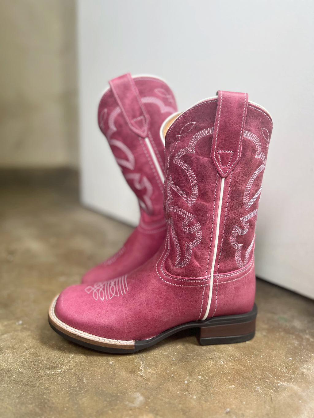 09 018 0911 3083 Roper Kids Monterey Boots Pink Burnished Leather 09-018-0911-3083-roper-kids-monterey-boots-pink-burnished-leather
