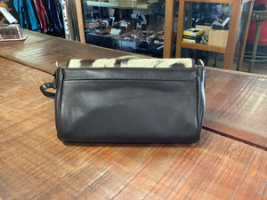 The Design Edge Italy Small Flap Cowhide Bag Jersey Hairon & Dark Brown Leather
