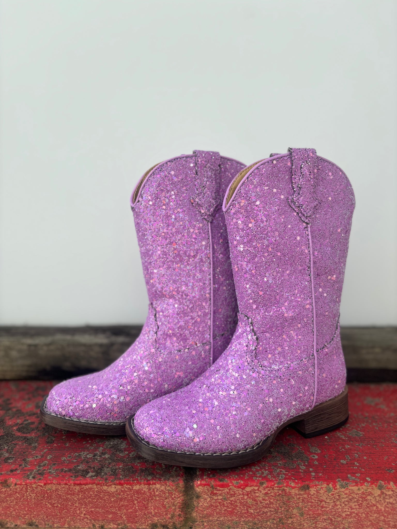 09-018-1903-3439 Roper Little Kids Glitter Galore Boots Purple Glitter