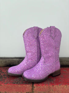 09-018-1903-3439 Roper Little Kids Glitter Galore Boots Purple Glitter