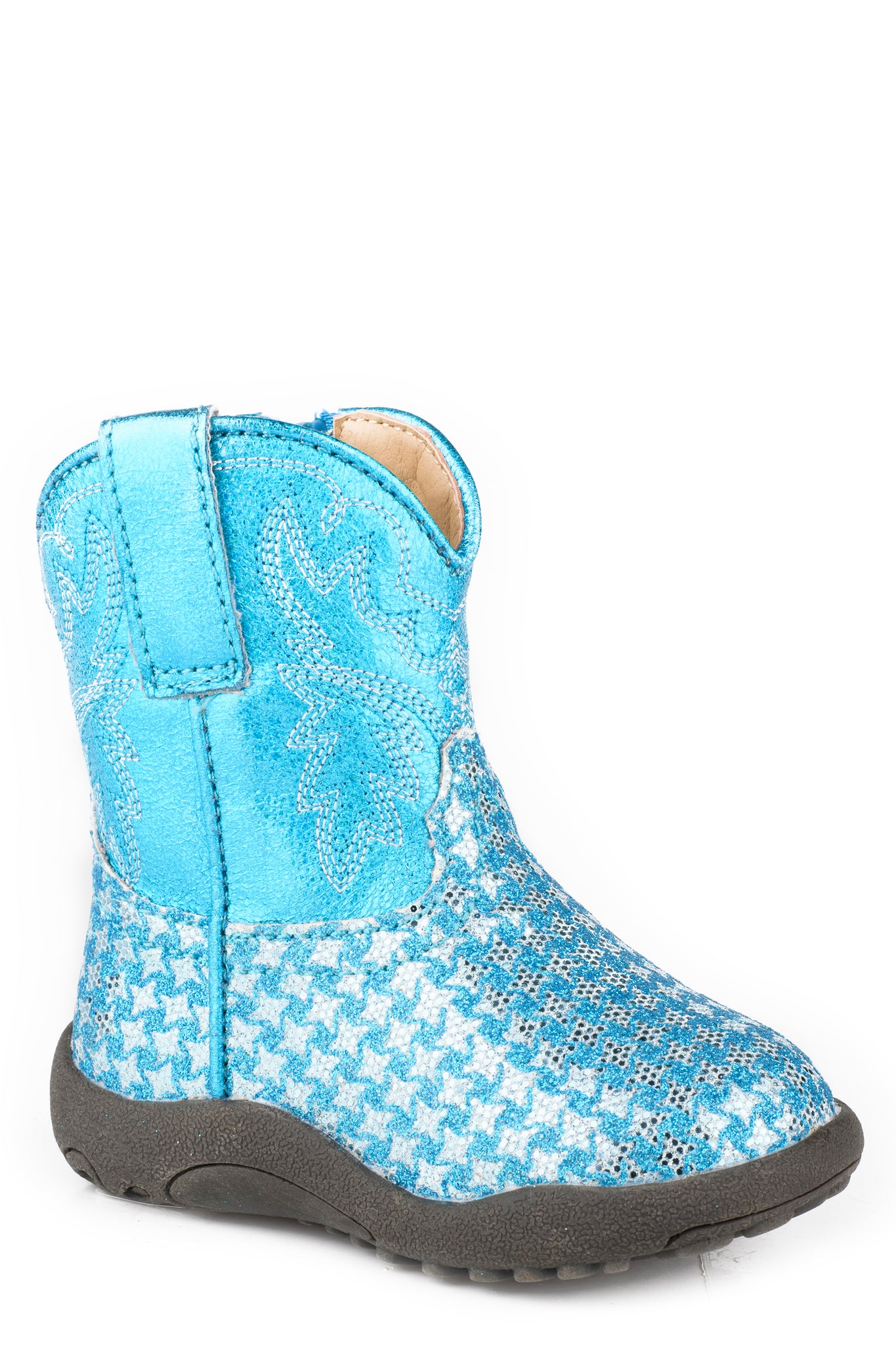 09-016-1901-3497 Roper Infant Cowbaby Boots Glitter Cream Blue