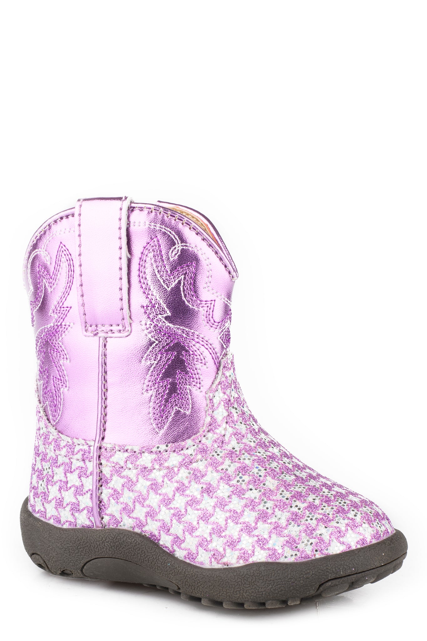 09-016-1901-9496 Roper Infant Cowbaby Boots Glitter Cream Purple