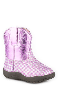 09-016-1901-9496 Roper Infant Cowbaby Boots Glitter Cream Purple