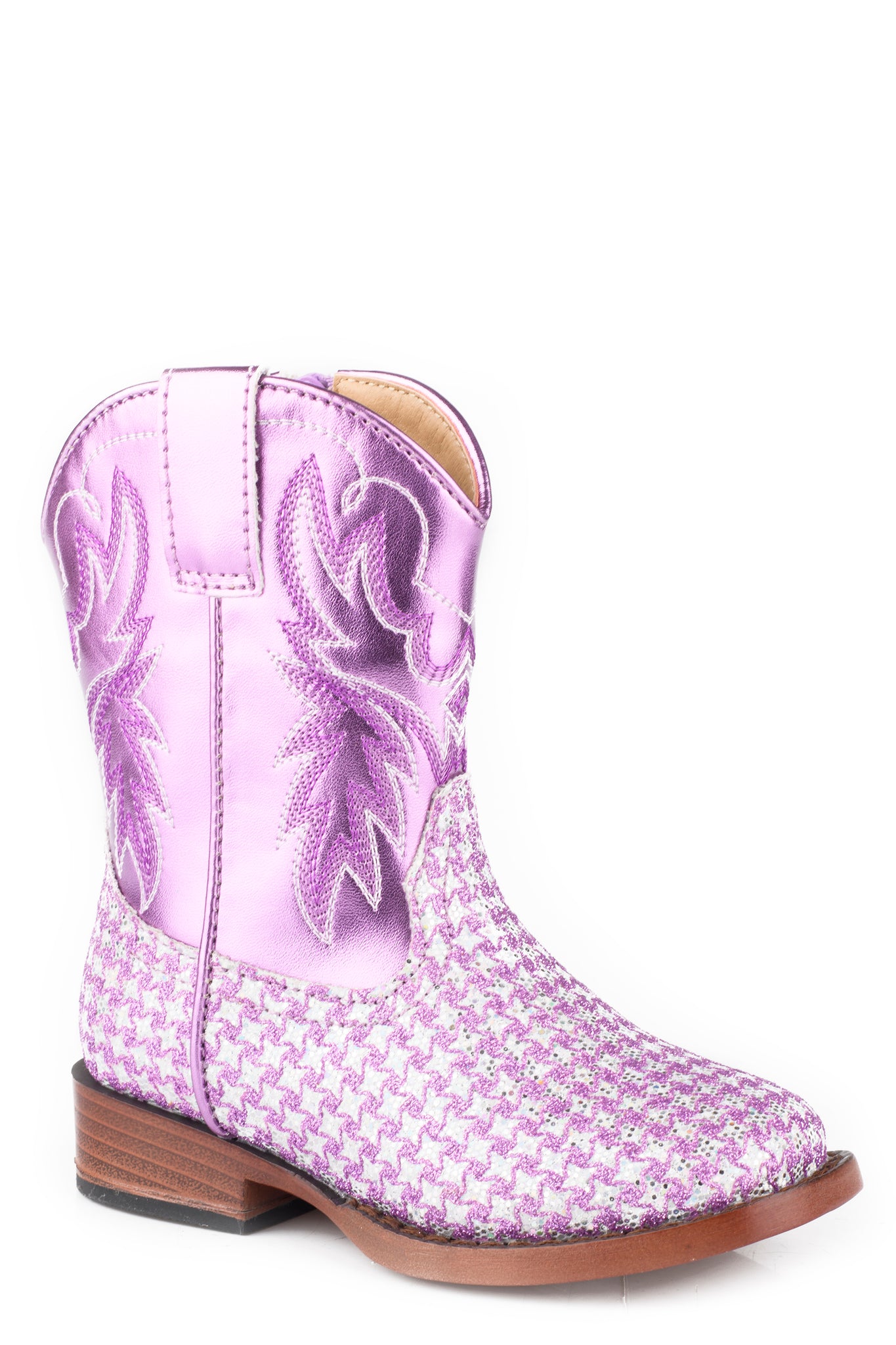 09-017-1901-3496 Roper Toddler Boots Glitter Cream Purple