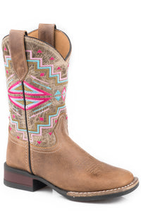 09-018-0912-2569 Roper Little Kids Monterey Aztec Boots Tan Leather