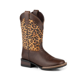 09-018-0912-3316 Roper Little Kids Monterey Leopard Boots Brown Suede