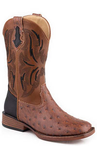 09-018-1900-3118 Roper Little Kids Dalton Boots Brown Ostrich/Brown
