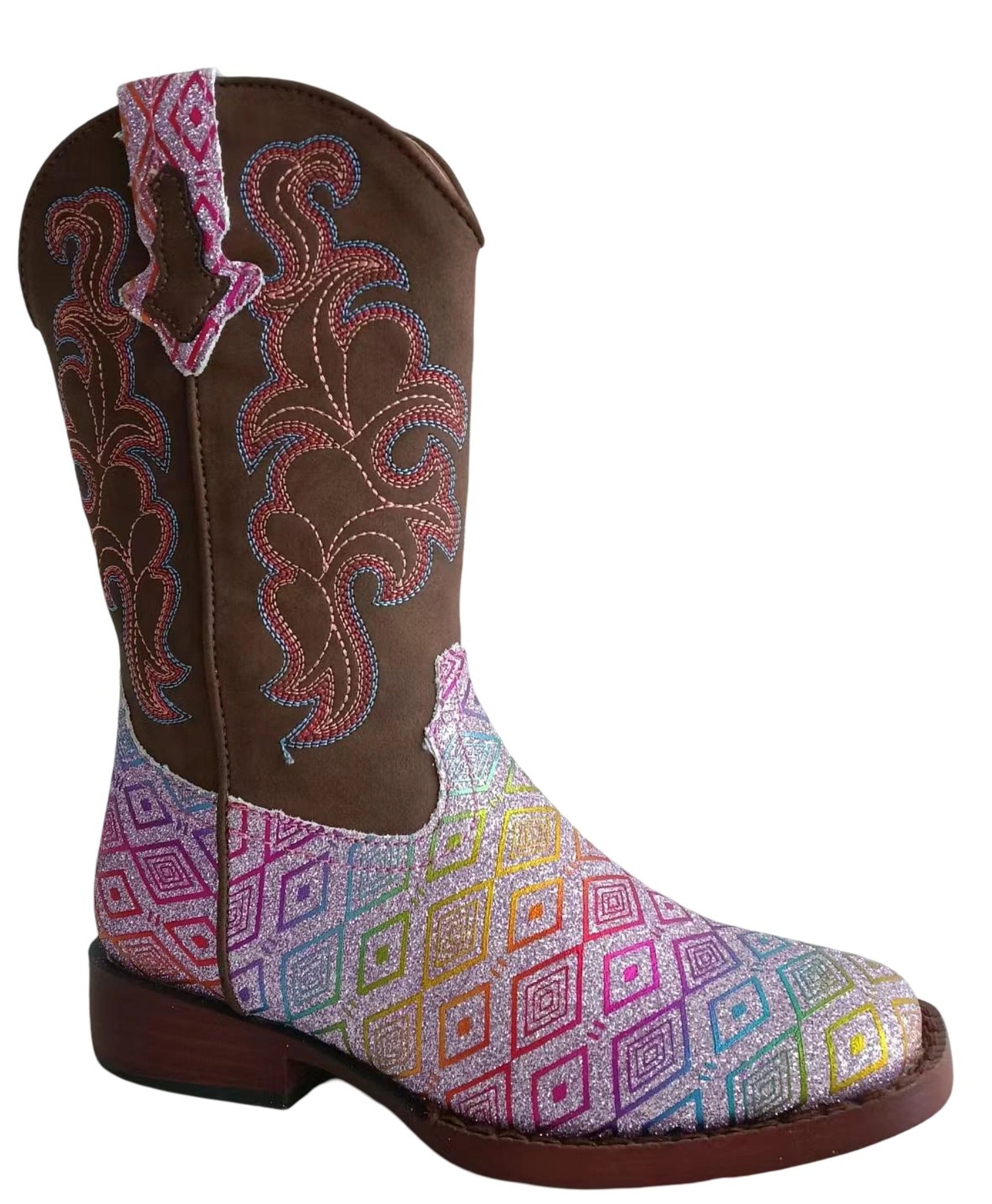 Roper Little Kids Glitter Maya Boots Pink Aztec Glitter/Brown 09-018-1901-3617