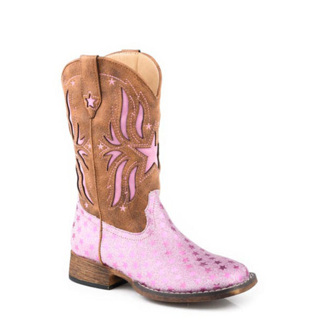 Roper Little Kids Starlet Boots Pink Glitter/Brown 09-018-1903-3619