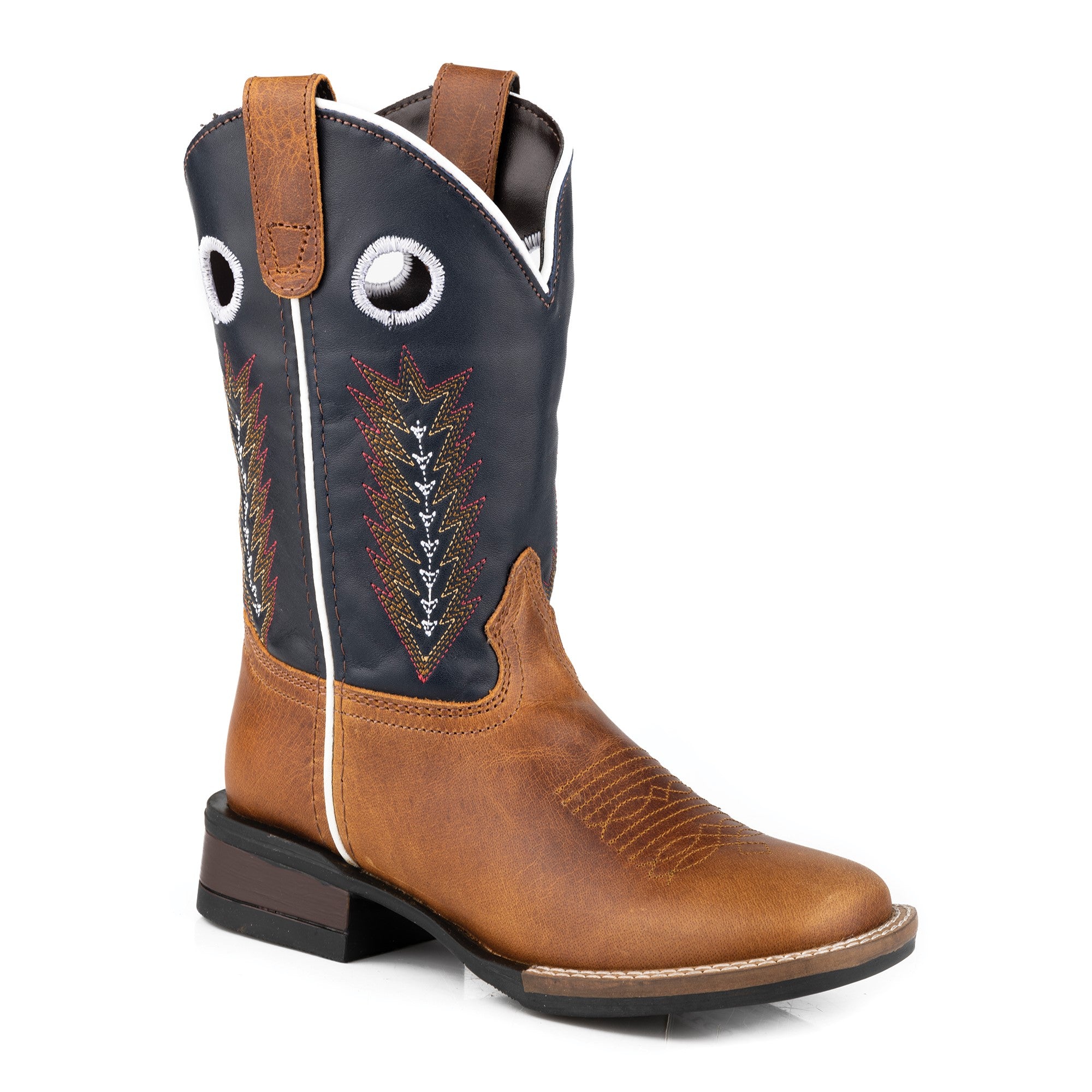 09-119-0911-3352 Roper Big Kids James Boots Tan/Navy Leather