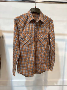Roper Mens Karman Classic 55/45 Collection L/S Shirt Plaid Rust 1-01-101-2016