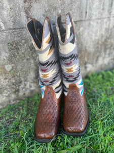 09-021-0914-3284 Roper Ladies Becca Boots Brown Suede/Woven Serape