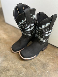 09-118-0912-3085 Roper Kids Monterey Aztec Boots Black Leather