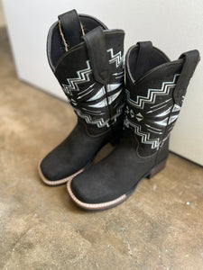 09-018-0912-3085 Roper Kids Monterey Aztec Boots Black Leather