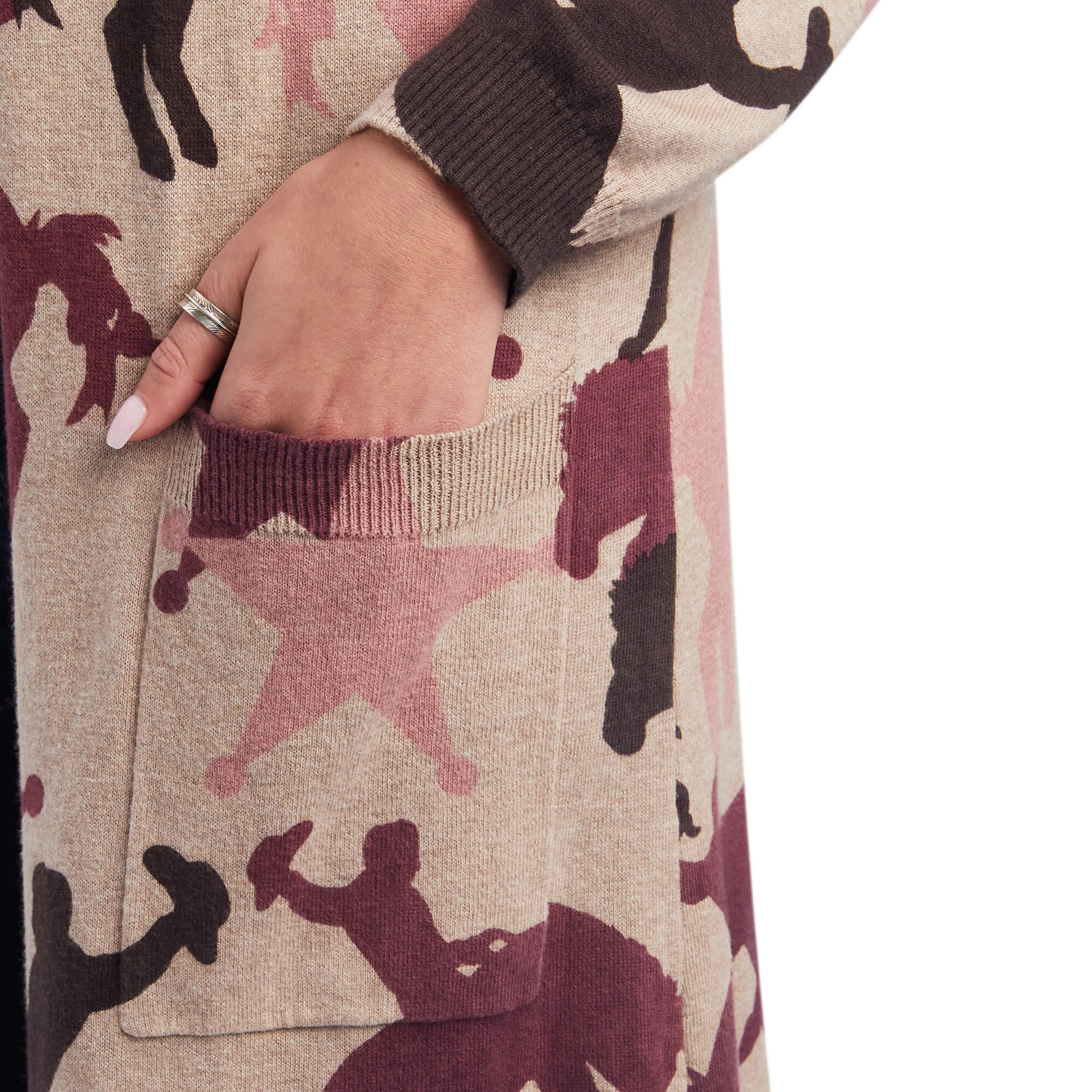 10041673 Ariat Ladies Ride Into The Sunset Cardigan Brown/Heather Oatmeal