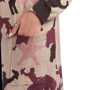 10041673 Ariat Ladies Ride Into The Sunset Cardigan Brown/Heather Oatmeal