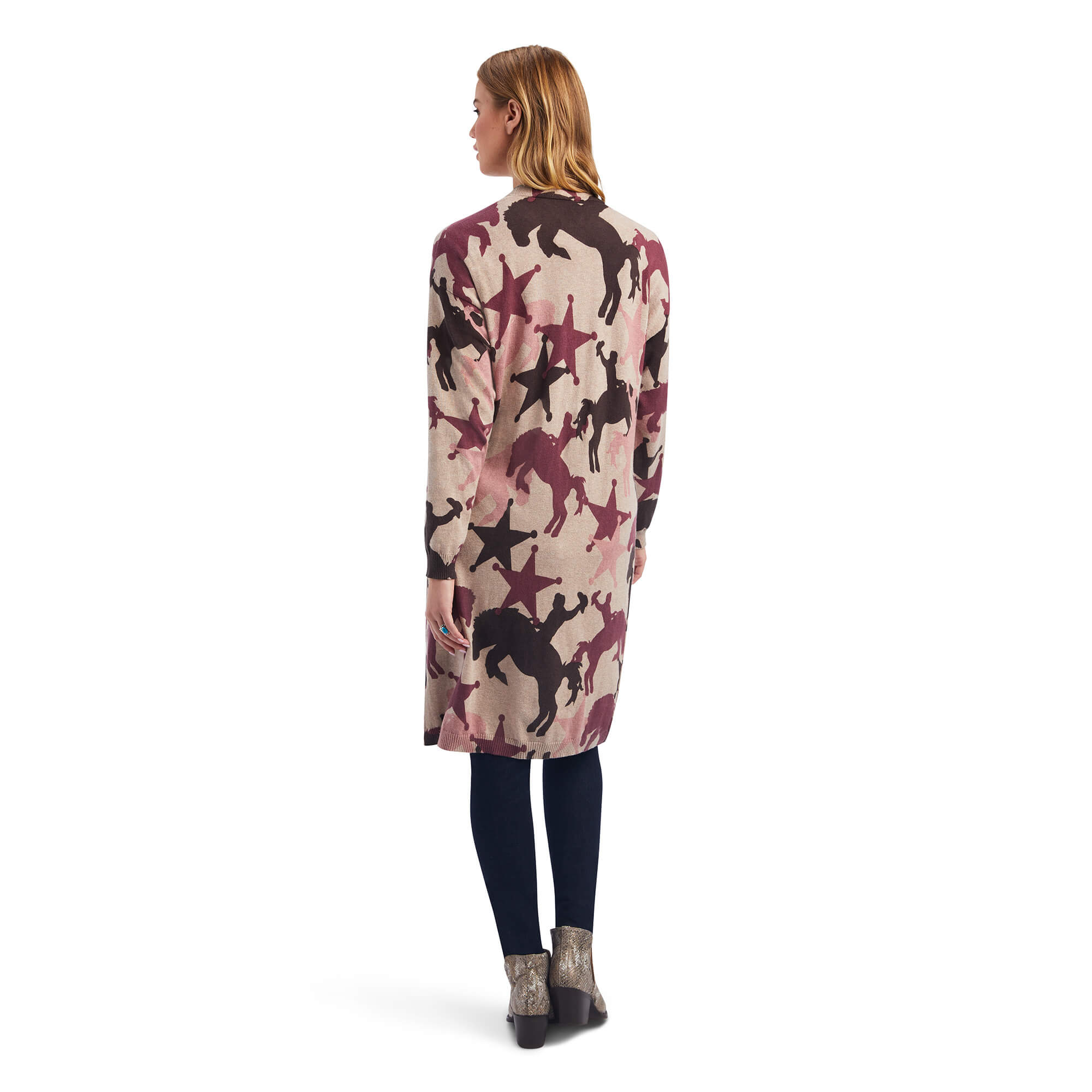 10041673 Ariat Ladies Ride Into The Sunset Cardigan Brown/Heather Oatmeal
