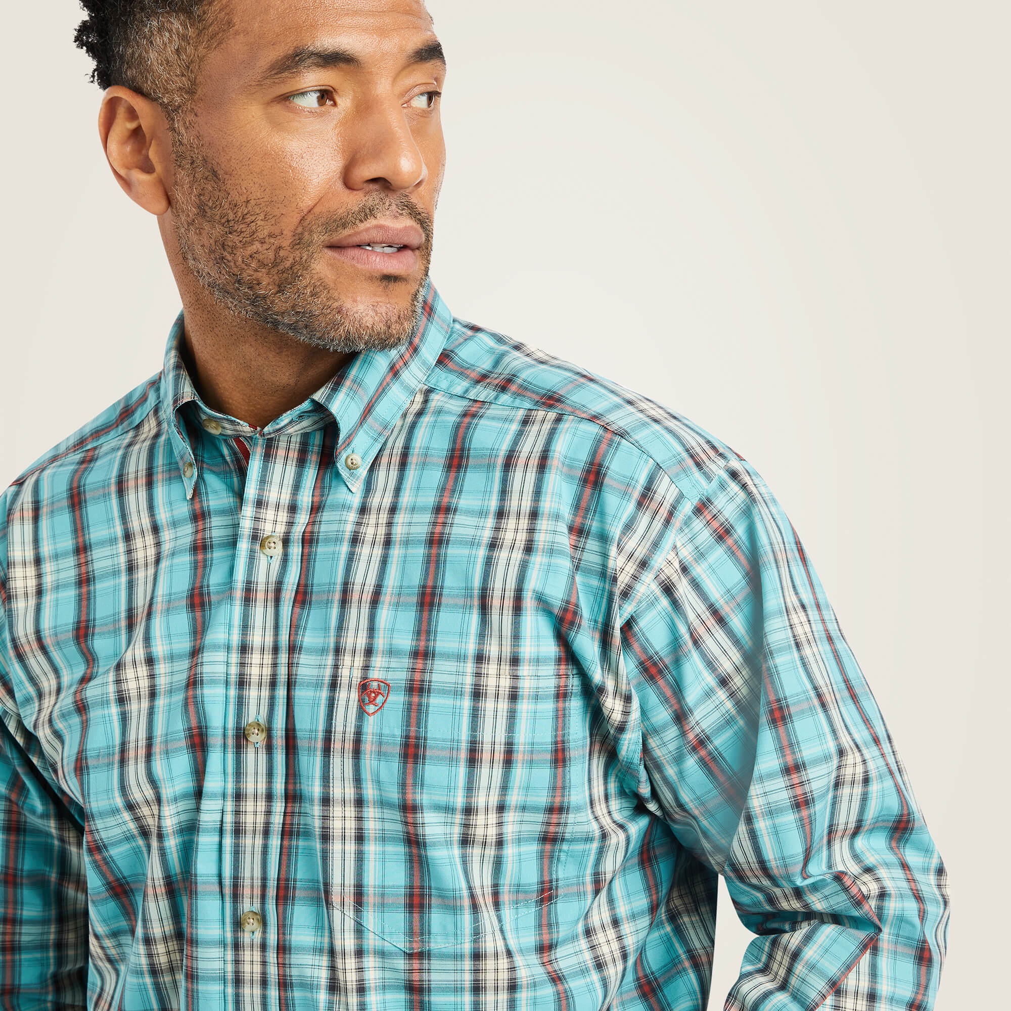 10042338 Ariat Mens Pro Series Kian Classic LS Shirt Ocean Depths