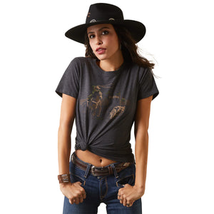 10044617 Ariat Ladies Ariat Rodeo Stitch Tee Charcoal Heather