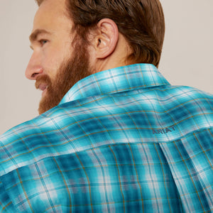 10046235 Ariat Mens Pro Series Banks Fitted L/S Shirt White/Blue Check