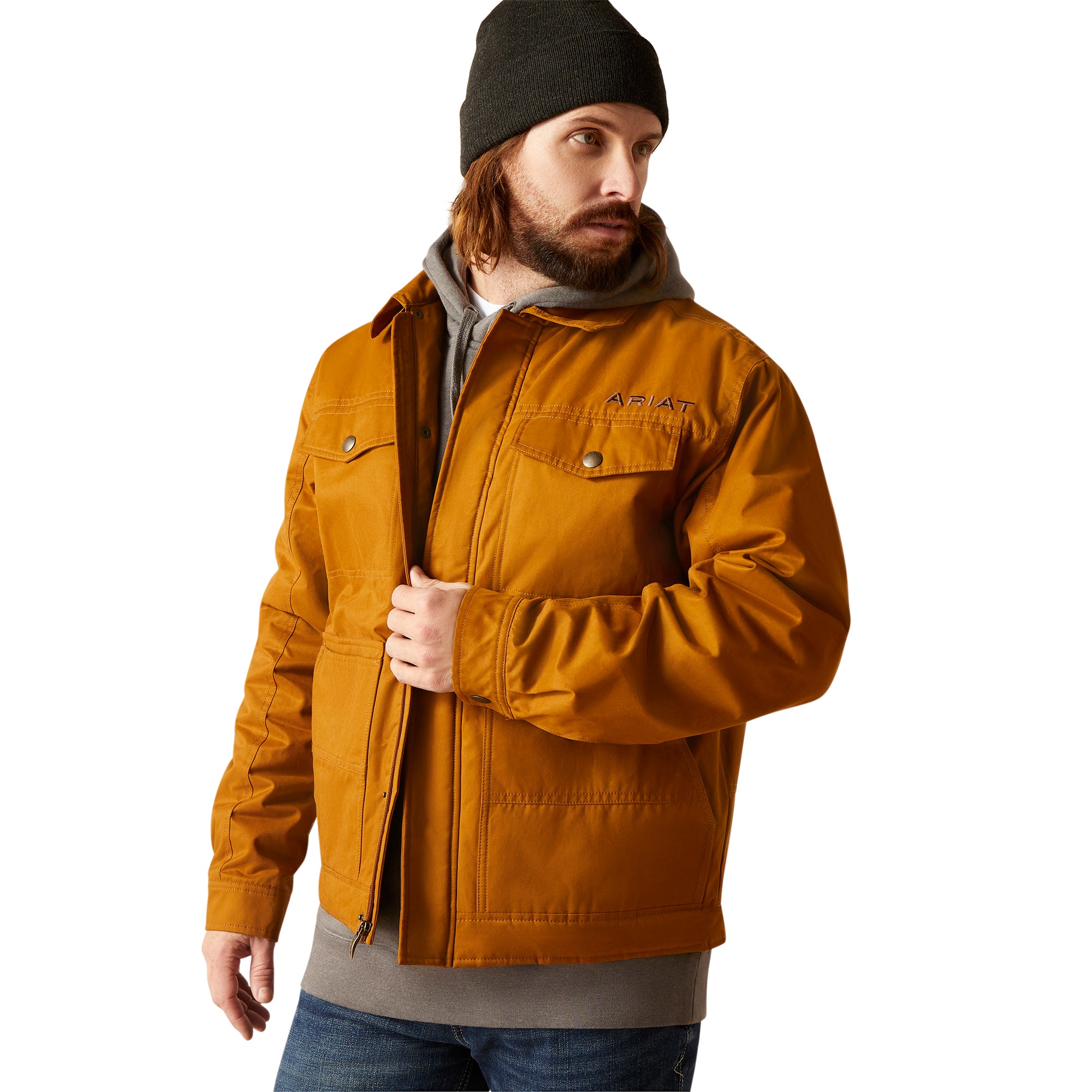 10046384 Ariat Mens Grizzly Canvas Jacket Chestnut