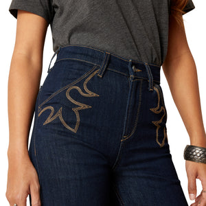 10047323 Ariat Ladies Ultra High Rise Wide Reg Leg Western Rinse Jean