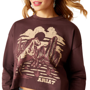 10047409 Ariat Ladies Desert Horse L/S Tee Clove Brown