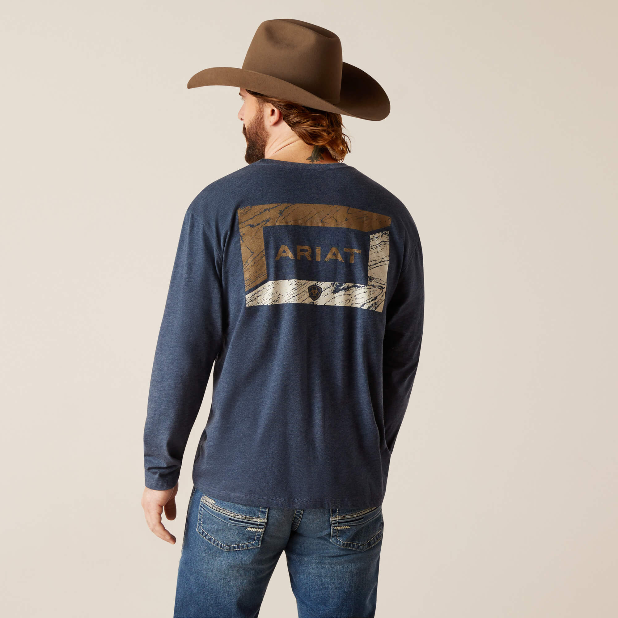 10047905 Ariat Mens Ariat Veneer L/S Tee Navy Heather