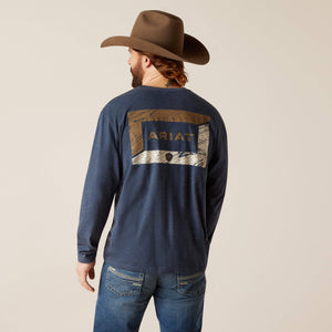10047905 Ariat Mens Ariat Veneer L/S Tee Navy Heather