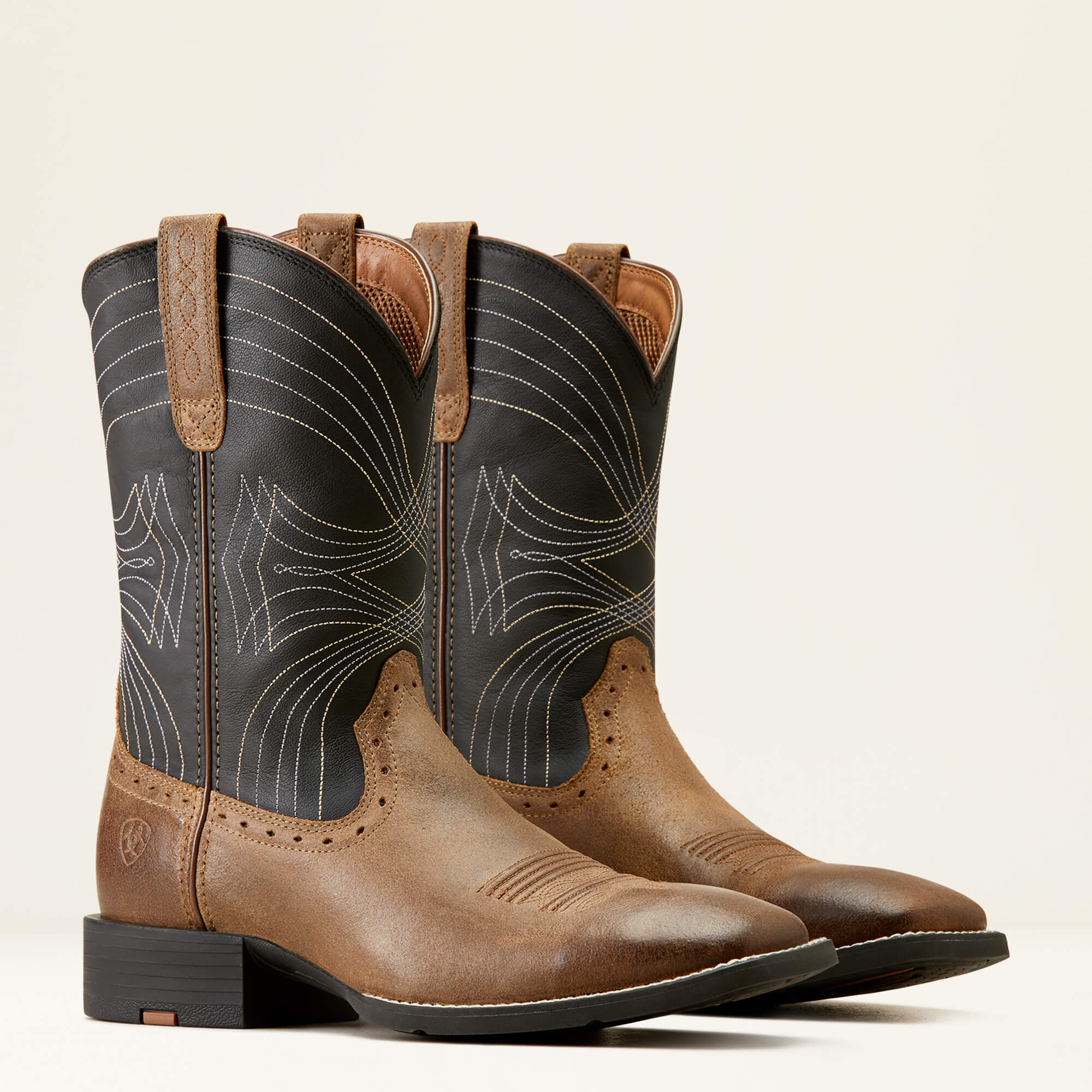 Ariat Mens Sport Wide Square Toe Boots Barley Brown/Matte Black