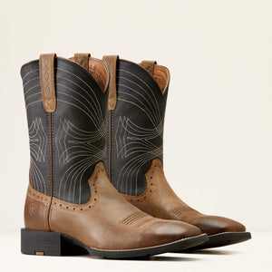 Ariat Mens Sport Wide Square Toe Boots Barley Brown/Matte Black