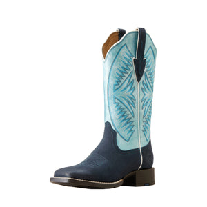 10051062 Ariat Ladies Round Up Ruidoso Boots Midnight In Marfa Roughout/Coastal Blue