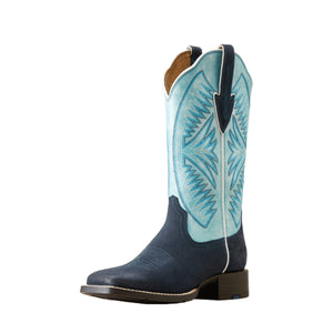 10051062 Ariat Ladies Round Up Ruidoso Boots Midnight In Marfa Roughout/Coastal Blue