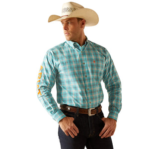 10051501 Ariat Mens Pro Team Vincent L/S Shirt Turquoise