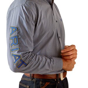 10052626 Ariat Men's Team Keenan L/S Shirt Blue/Navy Blue