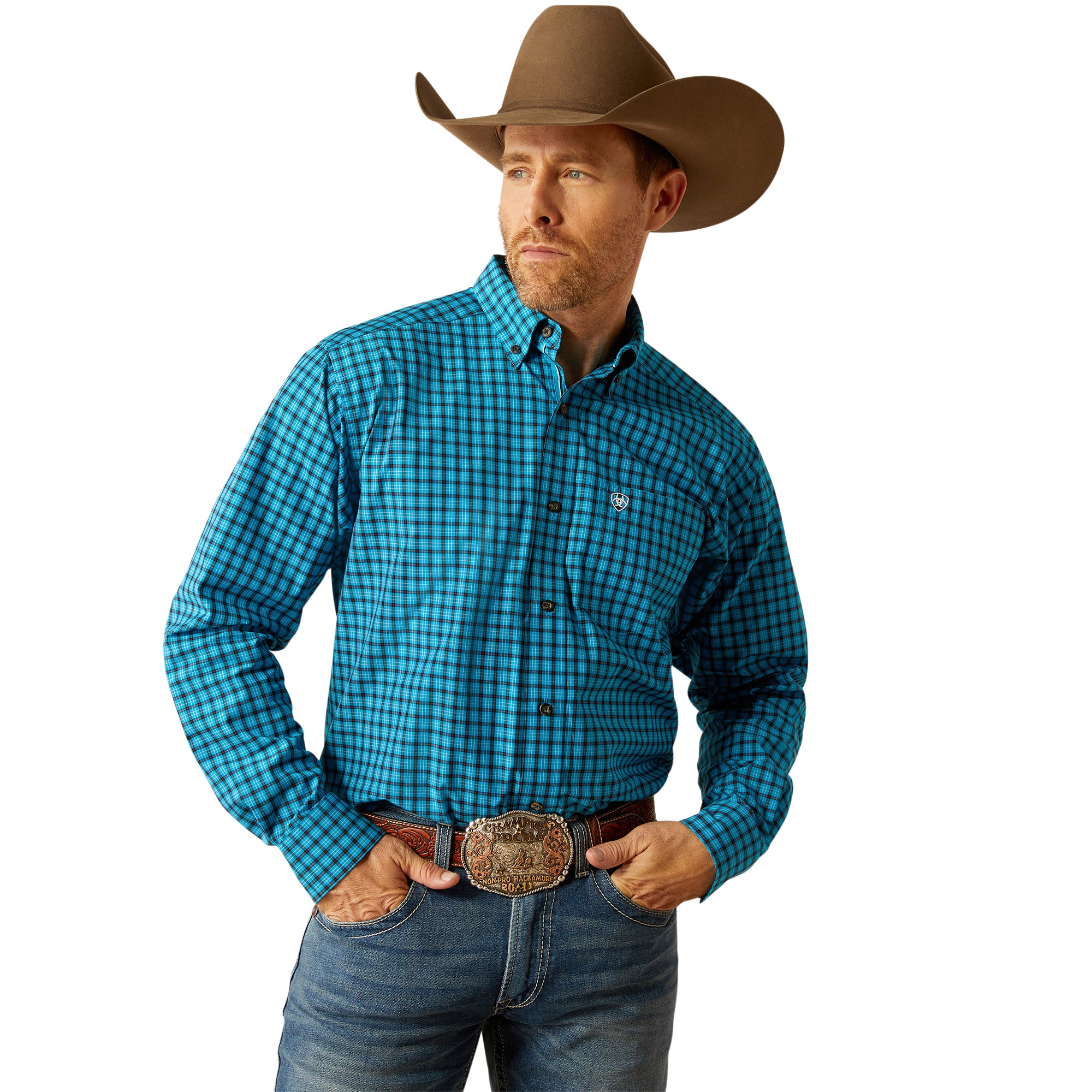 10053902 Ariat Mens Pro Series Jeffrey Classic Fit L/S Shirt Blue