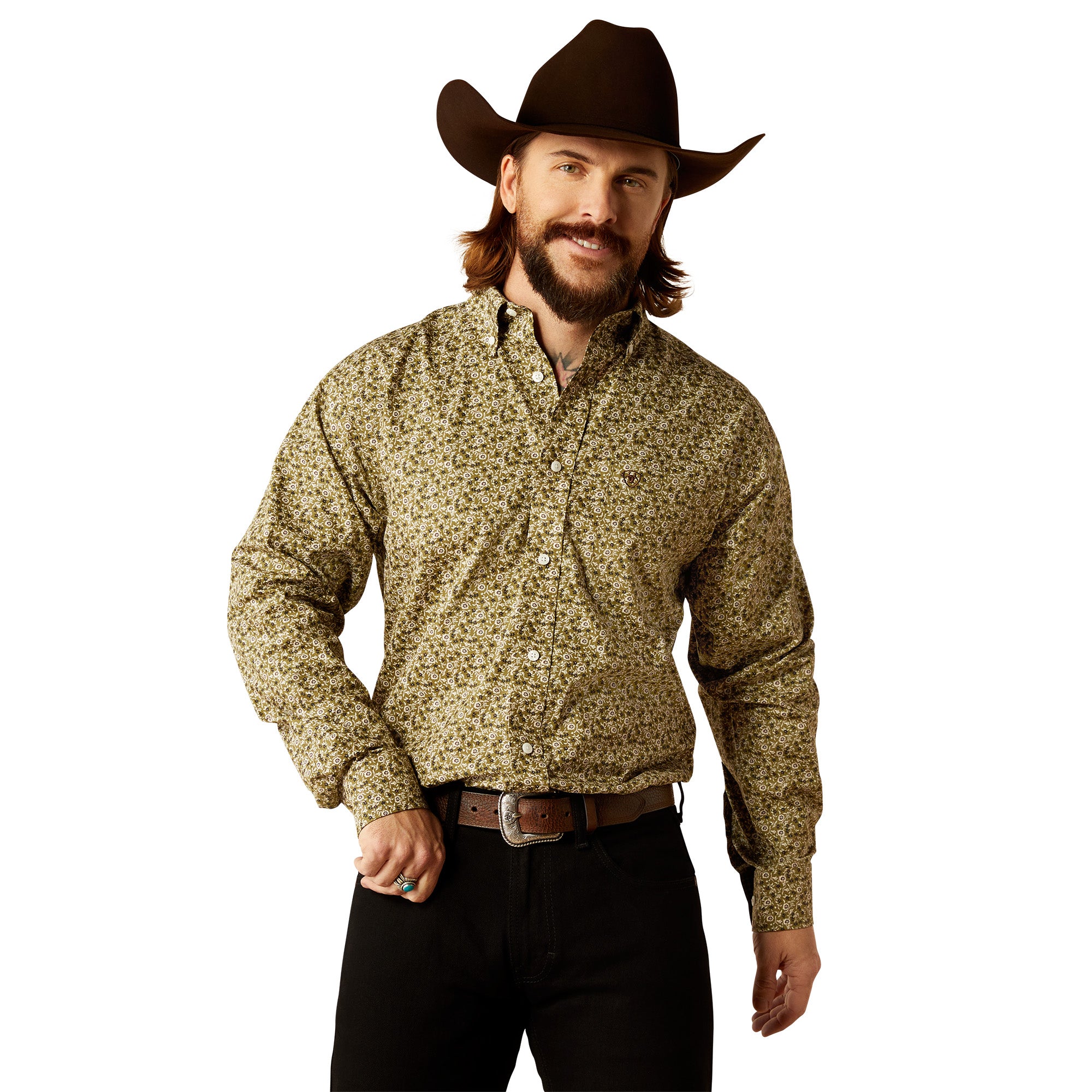 10053910 Ariat Mens Wrinkle Free Filmore Classic L/S Shirt Green