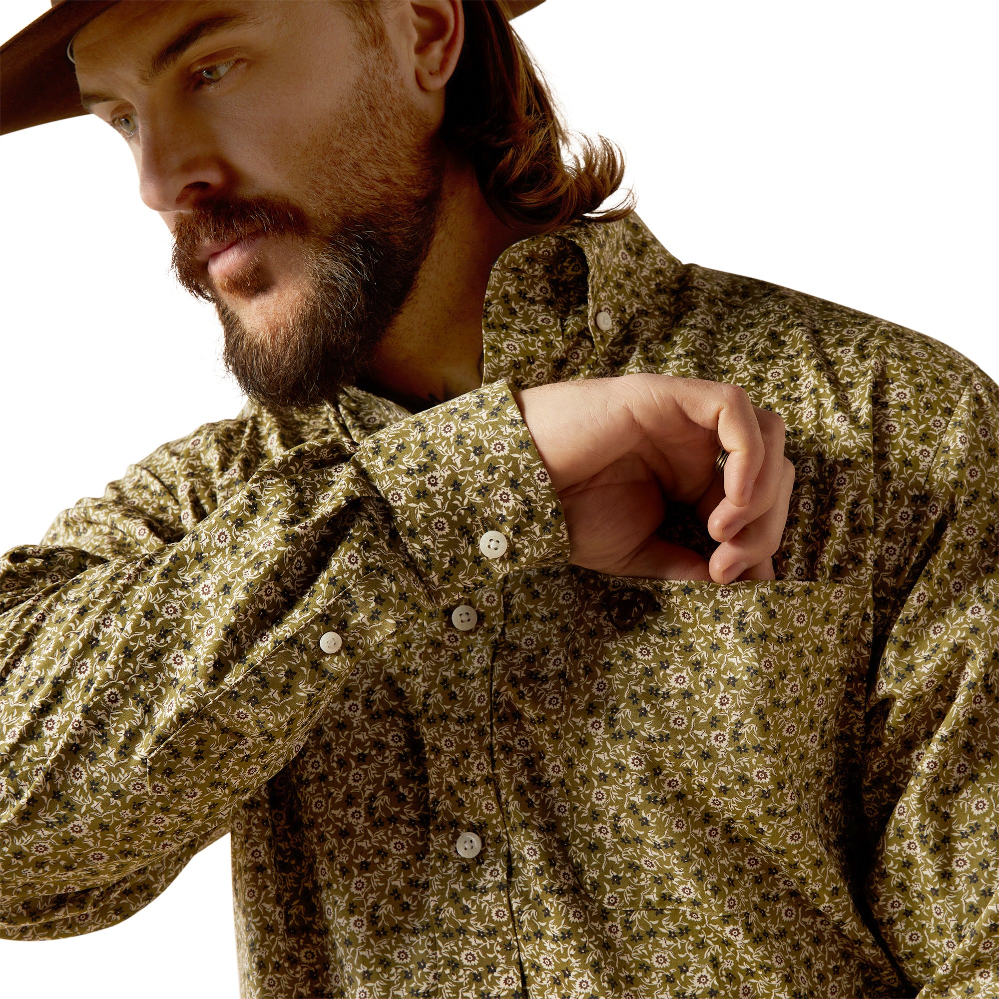 10053910 Ariat Mens Wrinkle Free Filmore Classic L/S Shirt Green