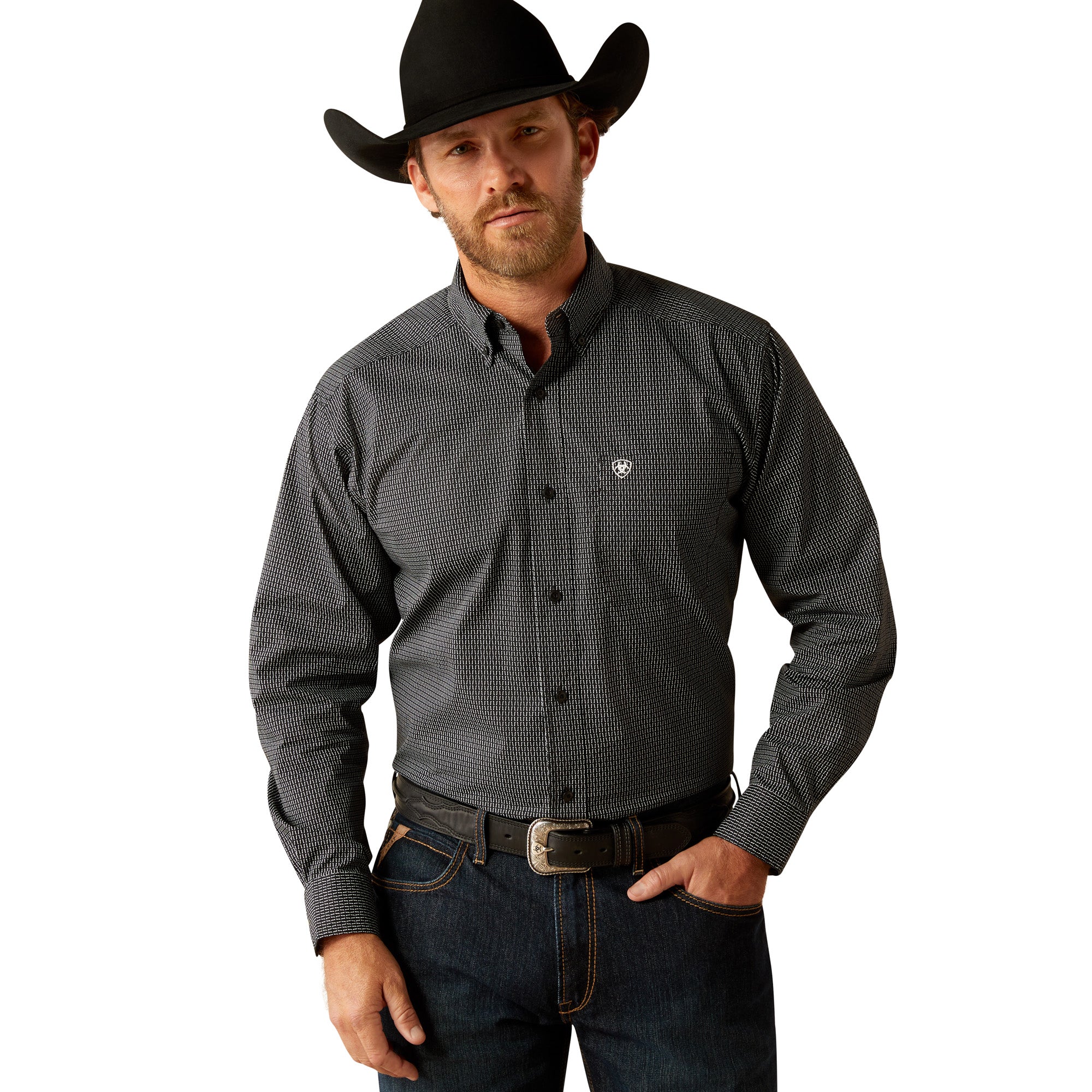 10054065 Ariat Mens Jade Classic Fit L/S Shirt Black