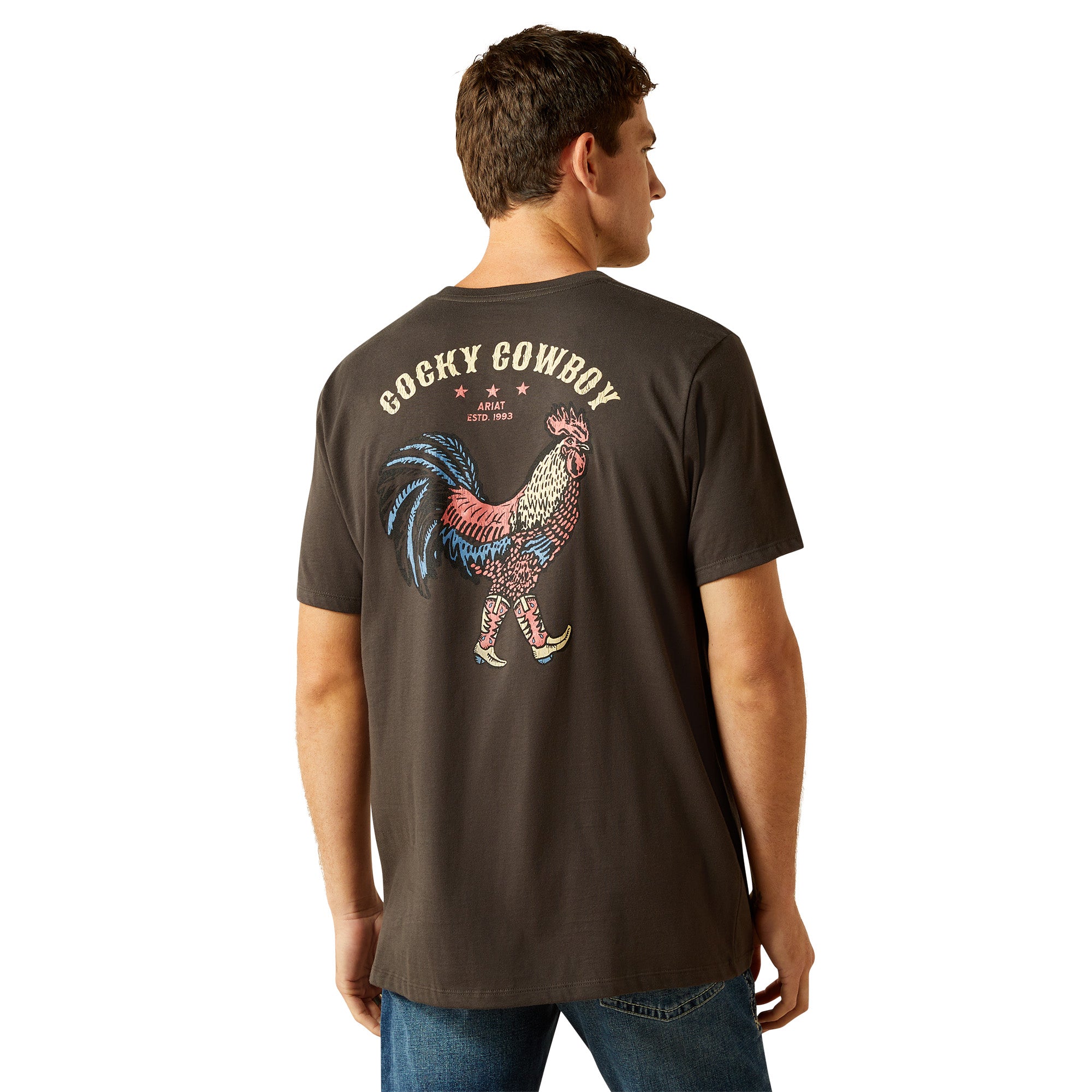 10058894 Ariat Mens Cowboy Cocky S/S Tee Vintage Black
