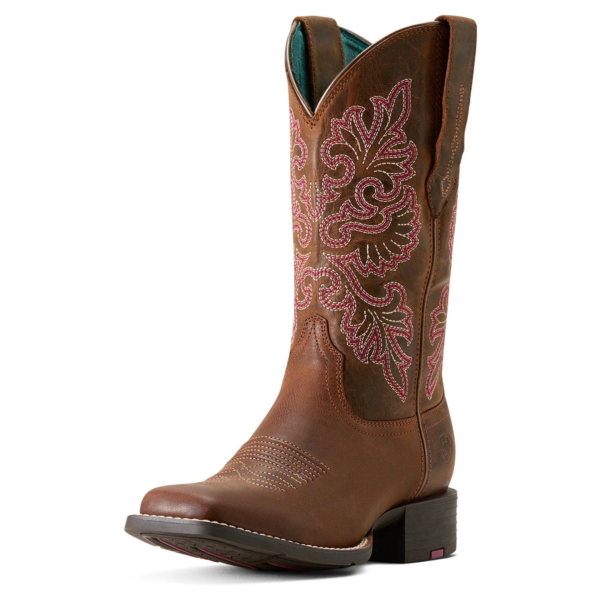 10064078 Ariat Ladies Round Up Wide Square Toe Stretchfit Sassy Brown