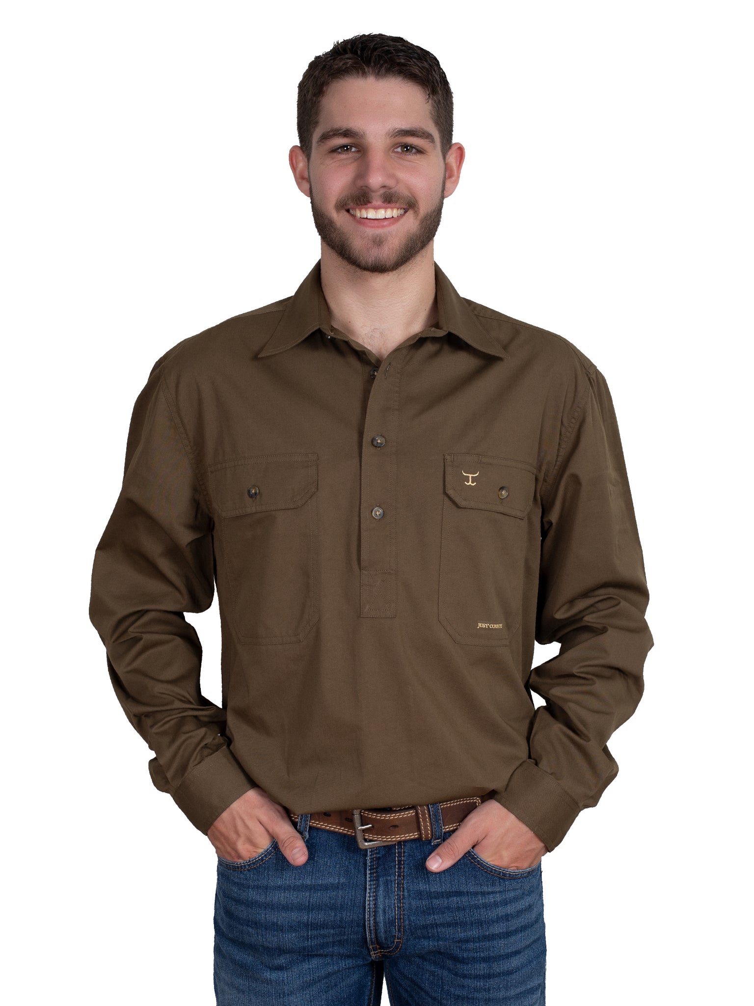 Just Country Mens Cameron Workshirt Bark