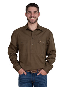 Just Country Mens Cameron Workshirt Bark