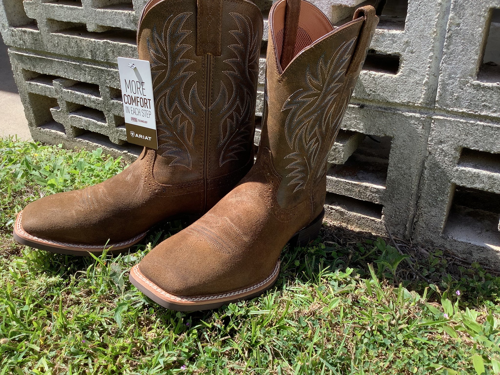 Ariat Men's Sport Western Wide Square Toe Mesa Tan/Vintage Bomber