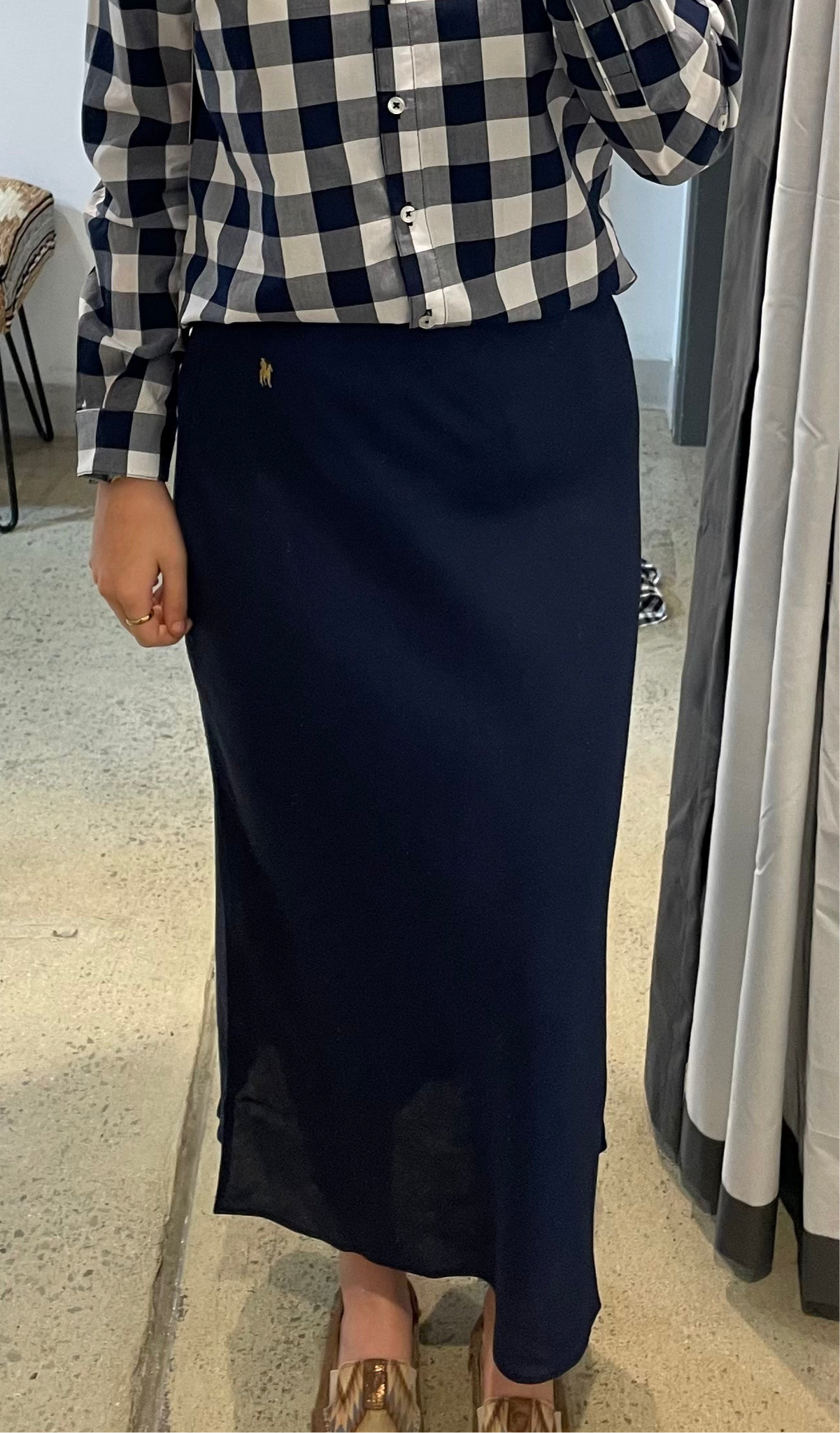 T5S2407051 Thomas Cook Ladies Priscilla Linen Skirt Navy