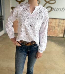 10048651 Ariat Ladies Decelea L/S Blouse White