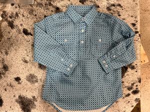 H5S7101189 Hard Slog Kids Lygon 1/2 Placket L/S Shirt Blue/Navy