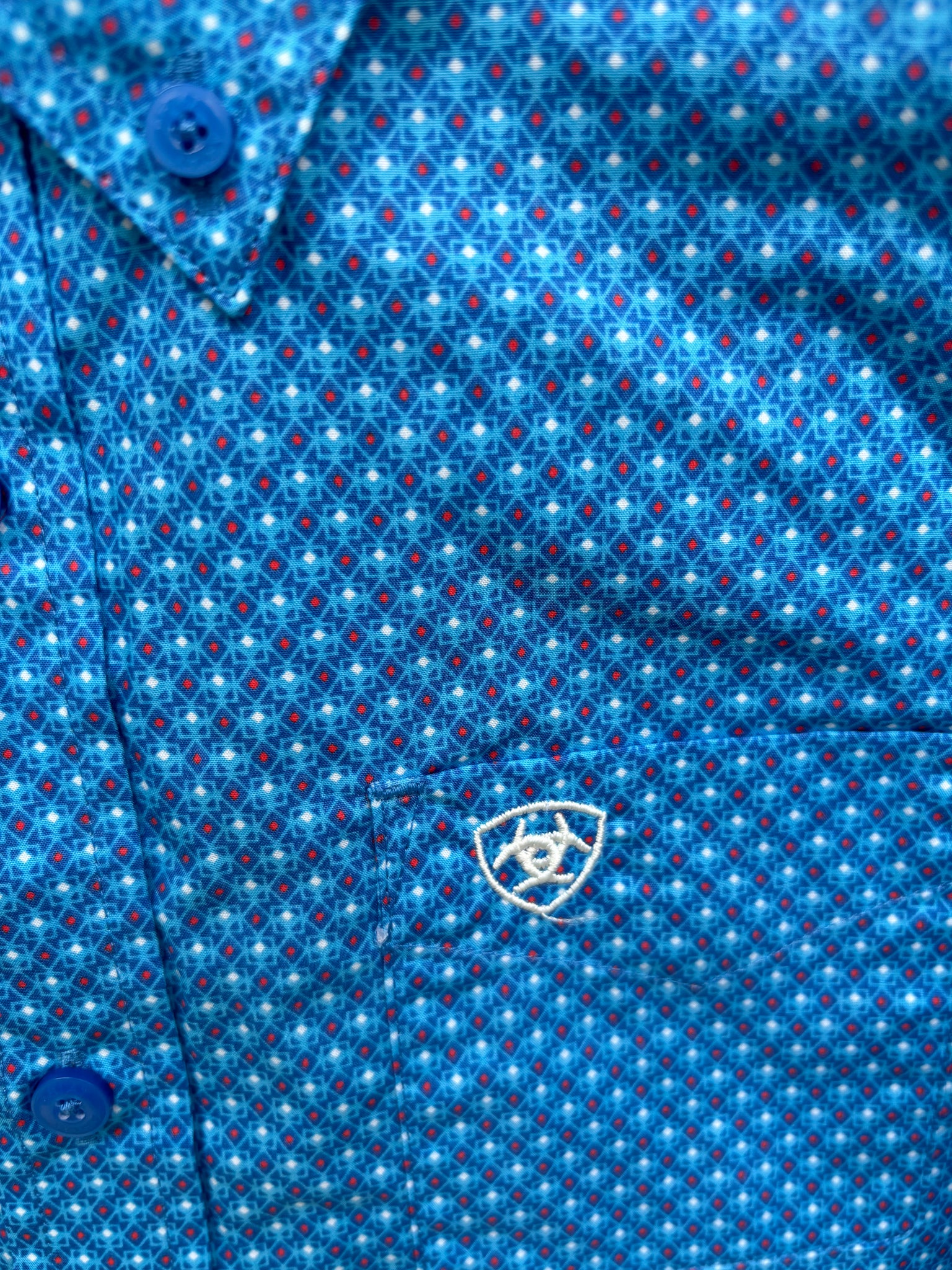 10043713 Ariat Boys Lloyd Classic L/S Shirt - Blue