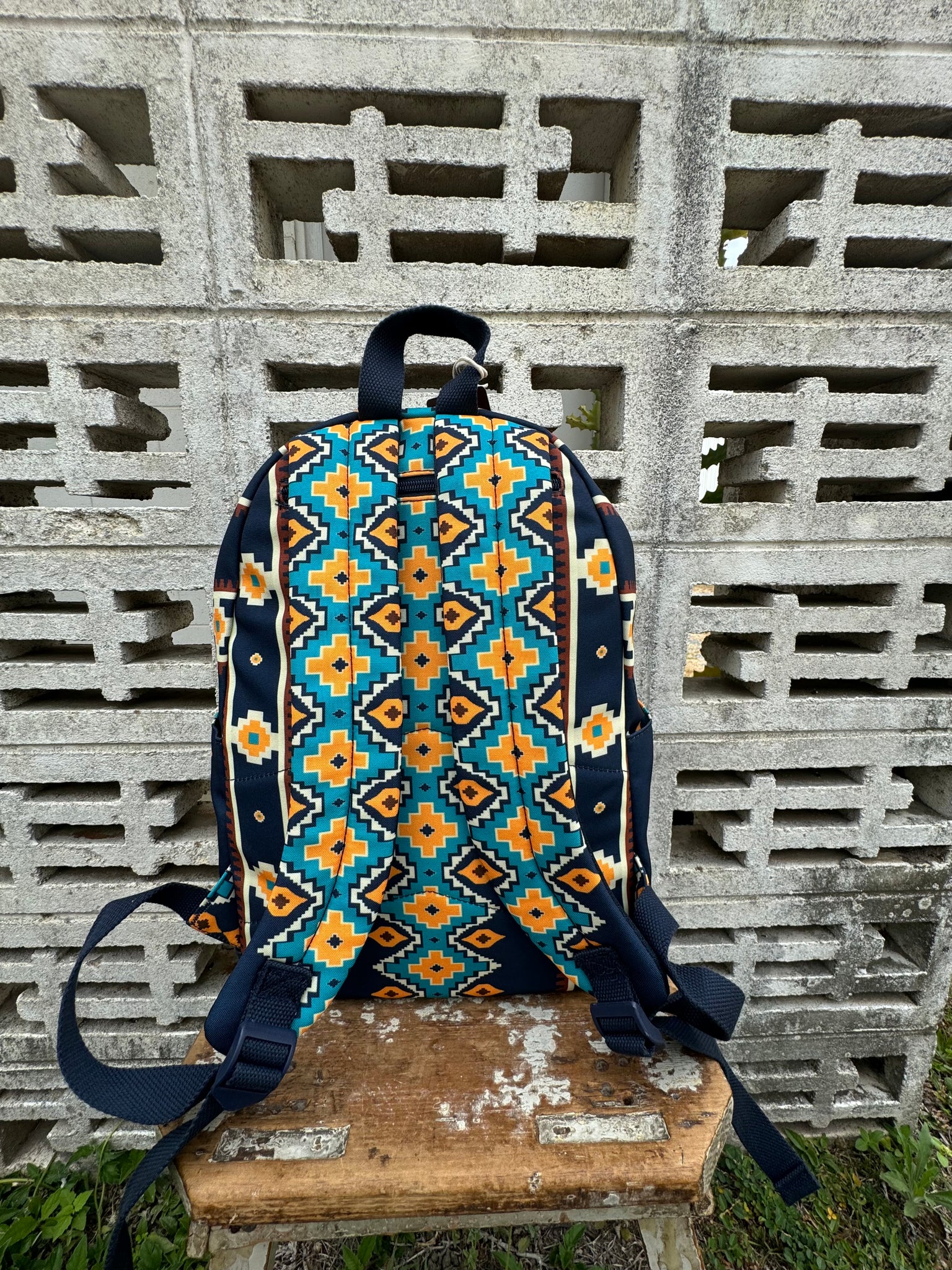 Southwestern Canvas Backpack Navy